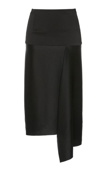 Atlein Long Tailored Satin Crepe Draped Skirt