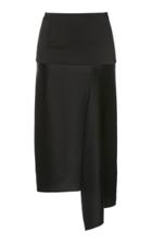 Atlein Long Tailored Satin Crepe Draped Skirt
