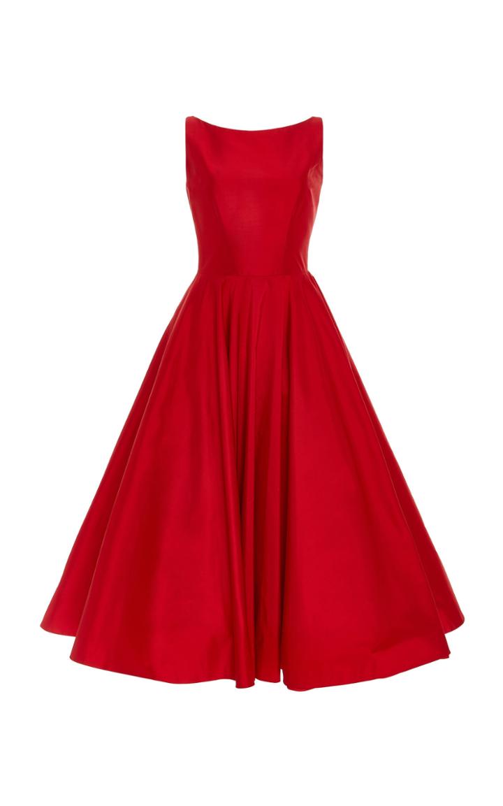 Romona Keveza Silk Taffeta Tea-length Dress