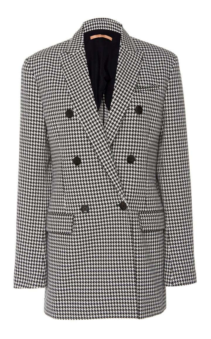 Summa Double-breasted Cotton Houndstooth Blazer