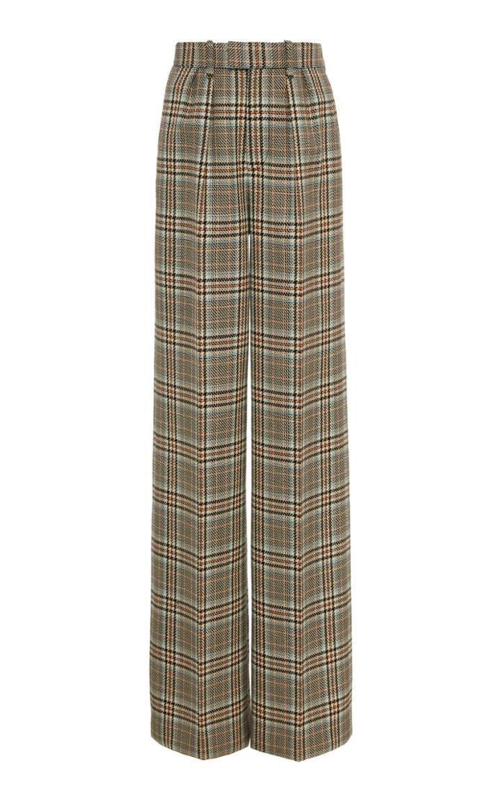 Moda Operandi Marc Jacobs Plaid Wool Pleated Flared Trousers Size: 2