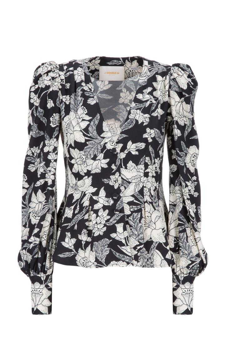 La Doublej Smokin' Hot Floral-print Crepe Top