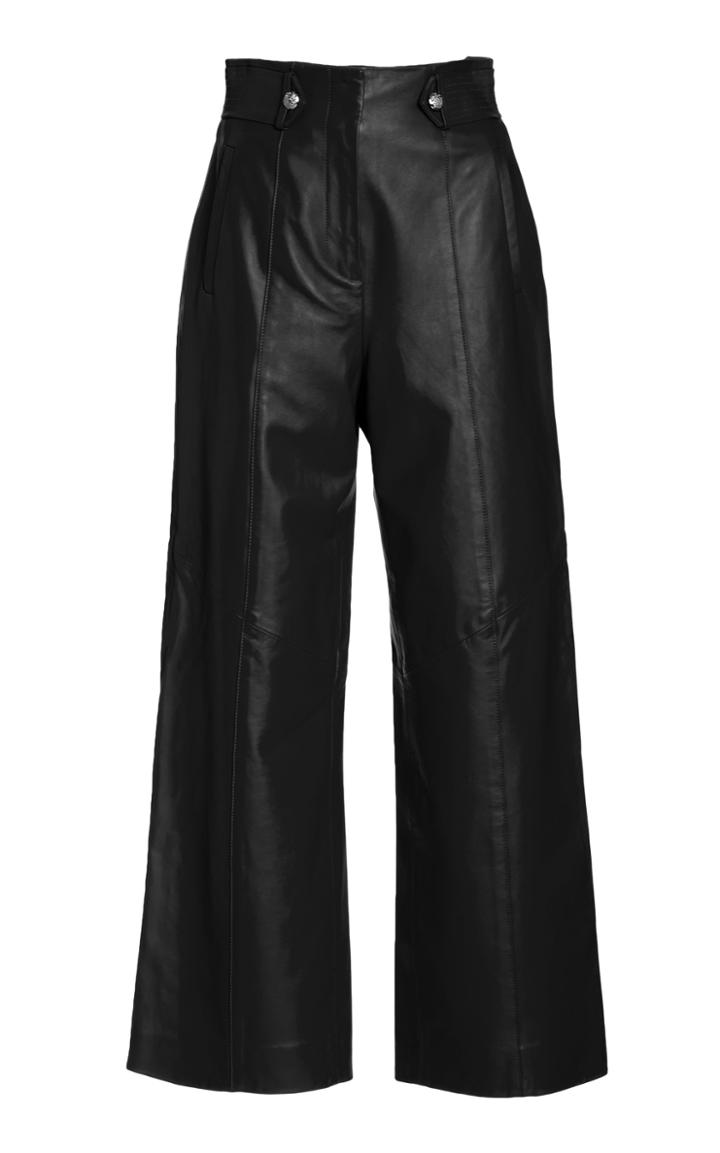 Moda Operandi Veronica Beard Agee Leather Cropped Wide-leg Pants