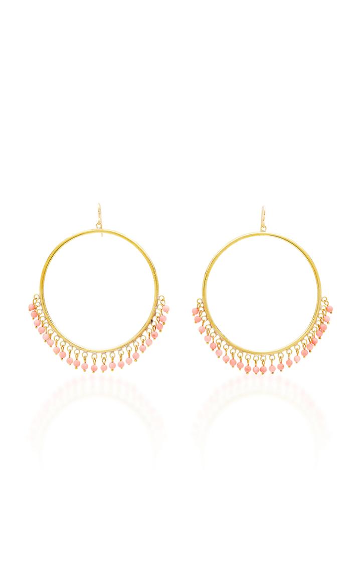 Ashley Pittman Mnara Bronze And Coral Hoop Earrings