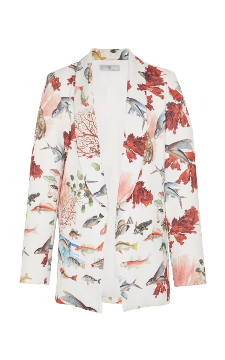 Patbo Fish Print Button-less Blazer