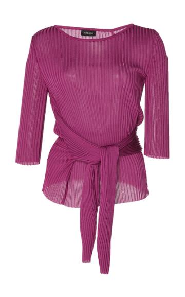 Atlein Cropped Sleeve Ribbed Top