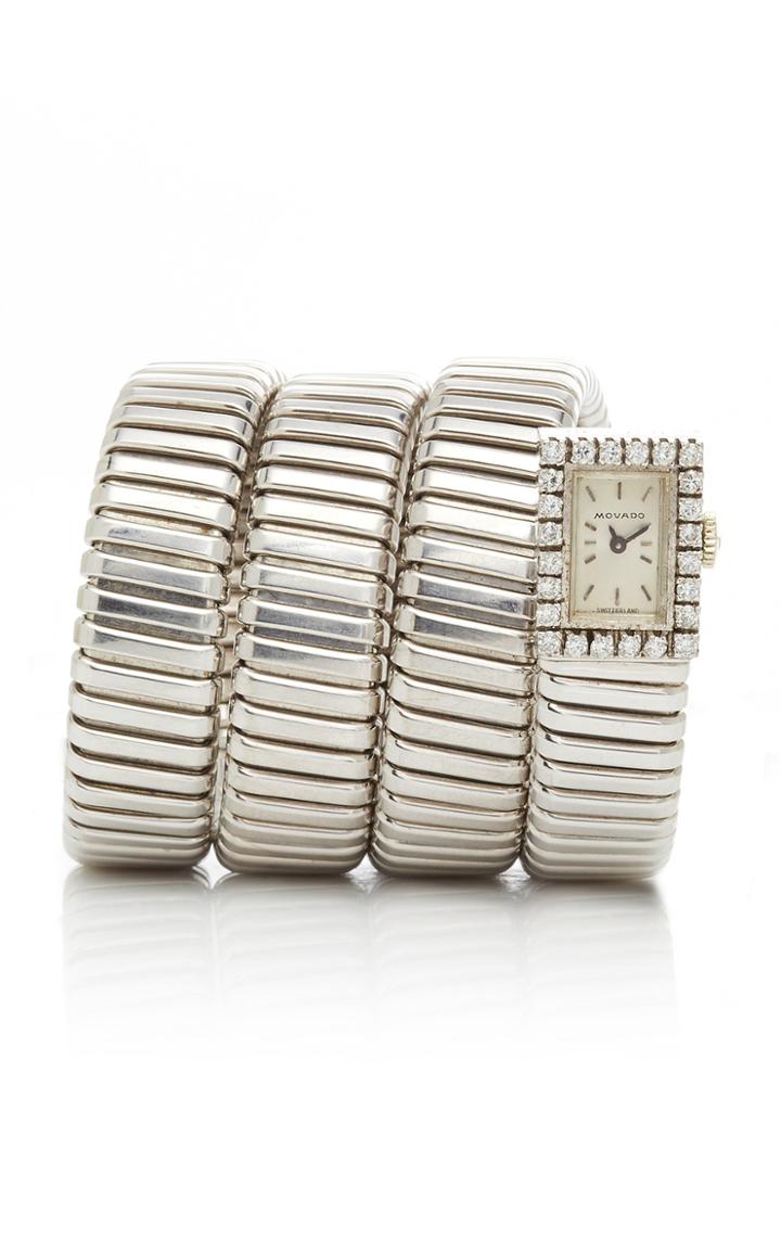 Vintage Bulgari 18k White Gold And Diamond Tubogas Watch