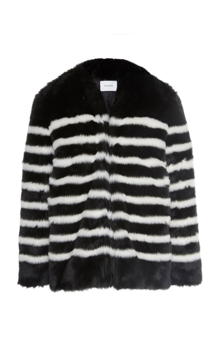 Frame Jerry Striped Faux Fur Coat