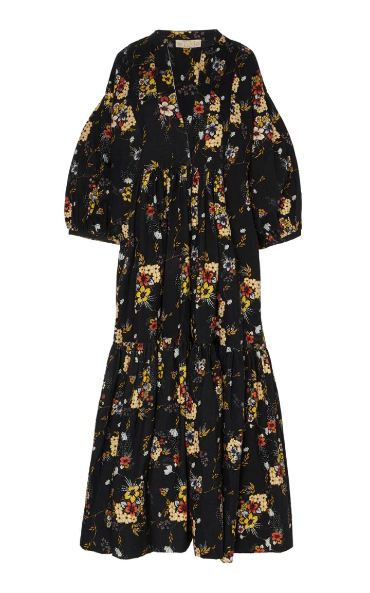 Bytimo Floral-print Cotton-poplin Midi Dress Size: S