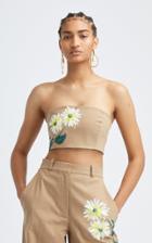 Moda Operandi Oscar De La Renta Strapless Cropped Hand-painted Bandeau Top