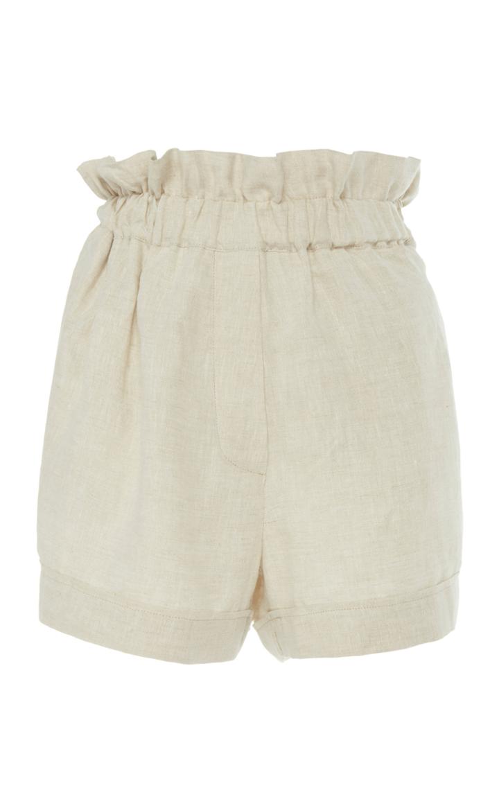 White Story Como Sand Linen Mini Shorts