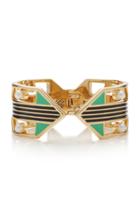Lulu Frost Verto Gold-plated Faux Pearl And Enamel Cuff