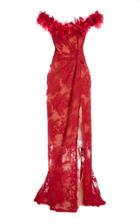 Moda Operandi Marchesa Floral-embellished Lace Gown