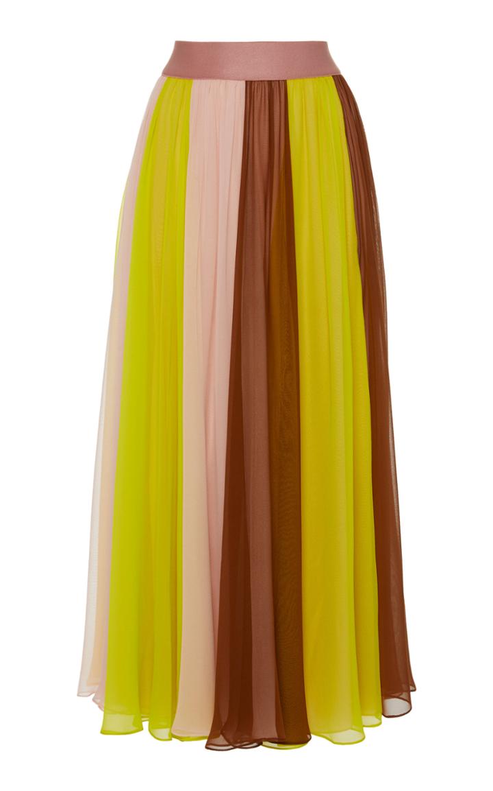 Cushnie Color-blocked Silk-chiffon Midi Skirt