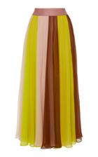 Cushnie Color-blocked Silk-chiffon Midi Skirt