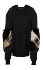 Sally Lapointe Cashmere Wool Sweatshirt W/ Chevron Fox Sleeves