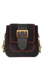 Burberry Md Square Bag In Black Calf Suede