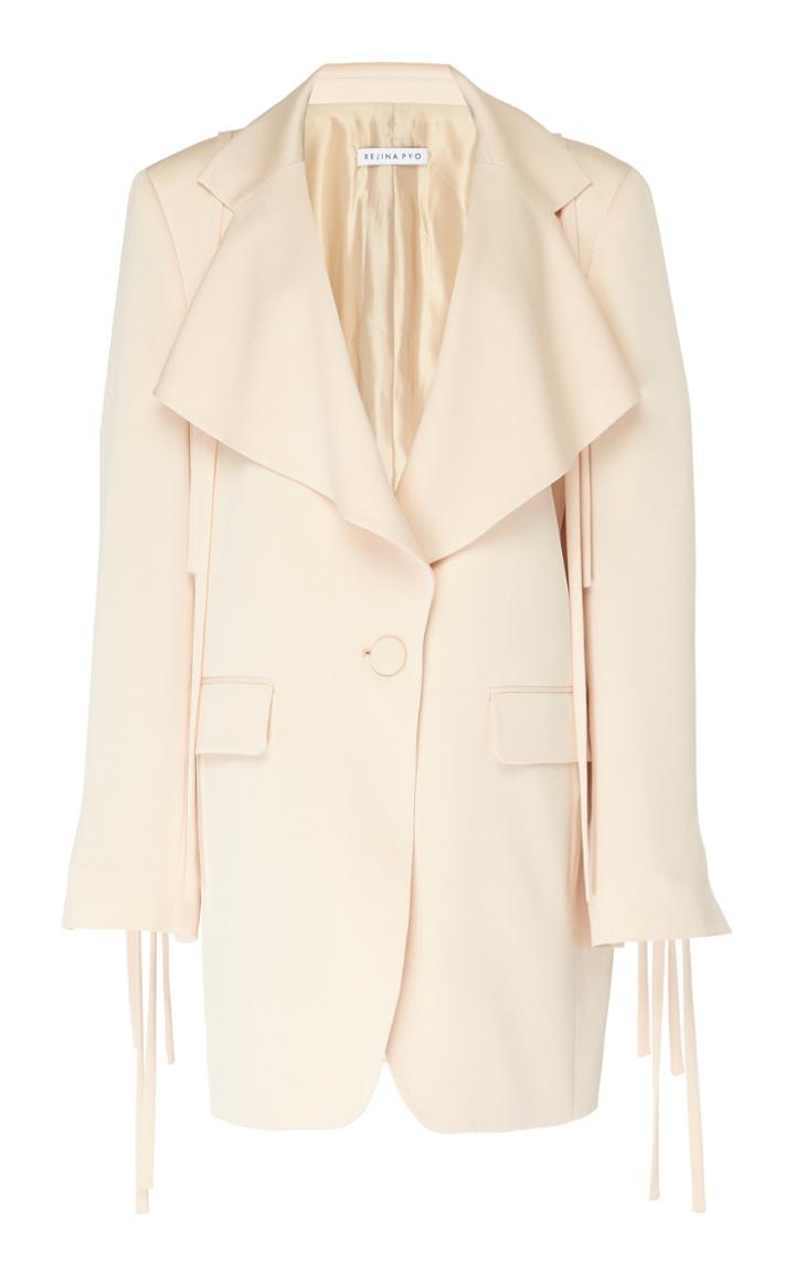 Rejina Pyo Christine Draped-collar Single-button Satin Crepe Jacket