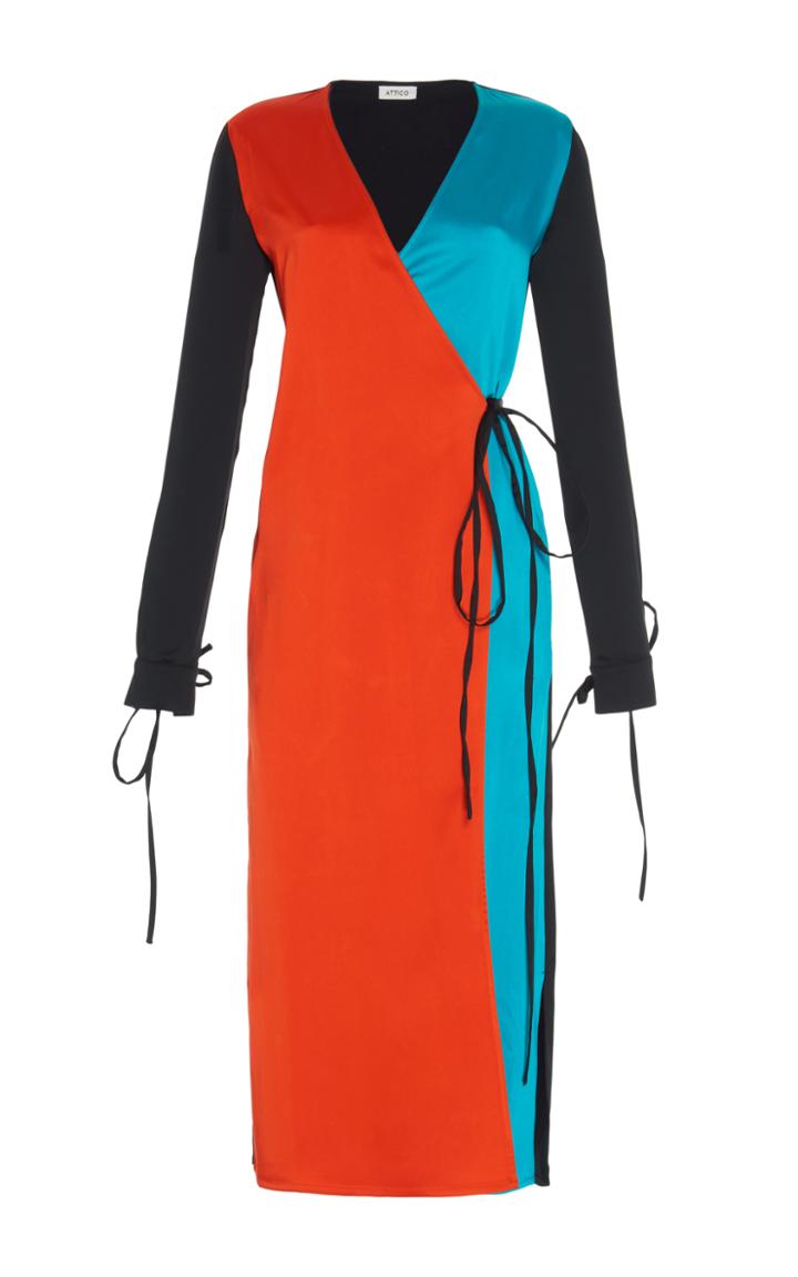 Attico Grace Colorblock Wrap Dress