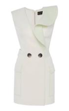 David Koma Asymmetric Crepe De Chine Flounce Collar Dress