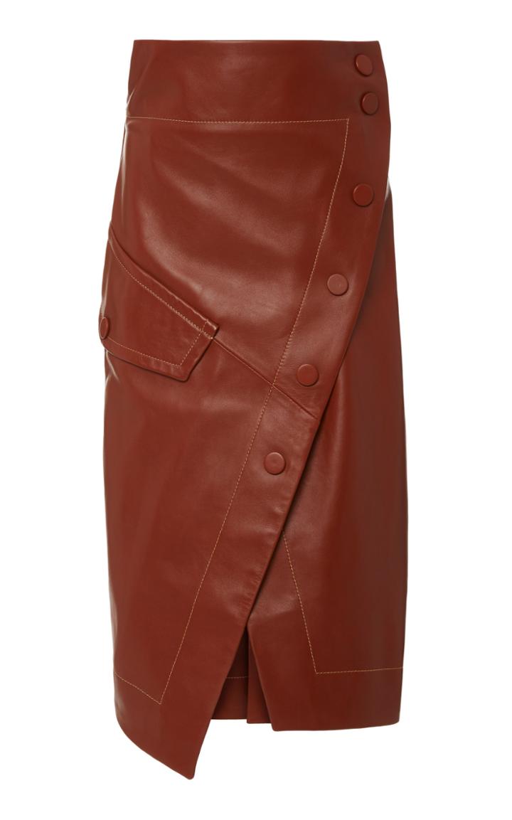 Petar Petrov Rhea Asymmetric Leather Midi Skirt