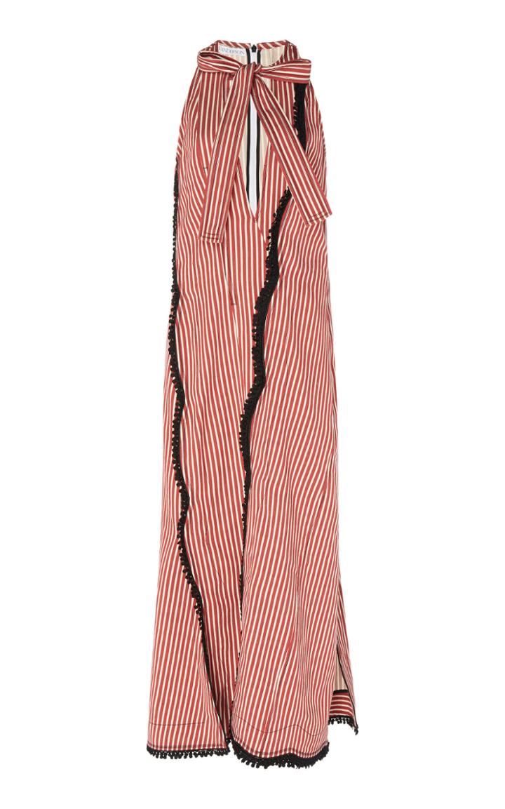 Jw Anderson Striped Bow Neck Cotton Dress