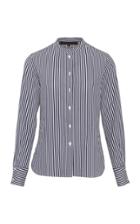Moda Operandi Martin Grant Banded-collar Striped Cotton Poplin Shirt