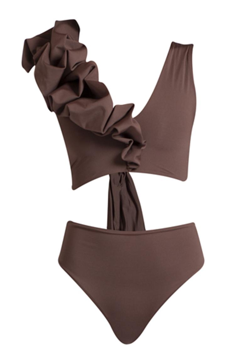 Moda Operandi Maygel Coronel Rosa Ruffle Shoulder Bikini