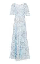 Luisa Beccaria Floral Embroidered Short Sleeve Dress