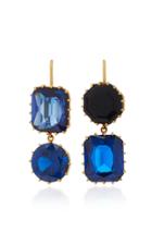 Renee Lewis 18k Gold Sapphire Spinel And Chalcedony Earrings