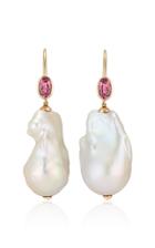 Moda Operandi Marlo Laz Baroque Pearl Earrings Pink Tourmaline