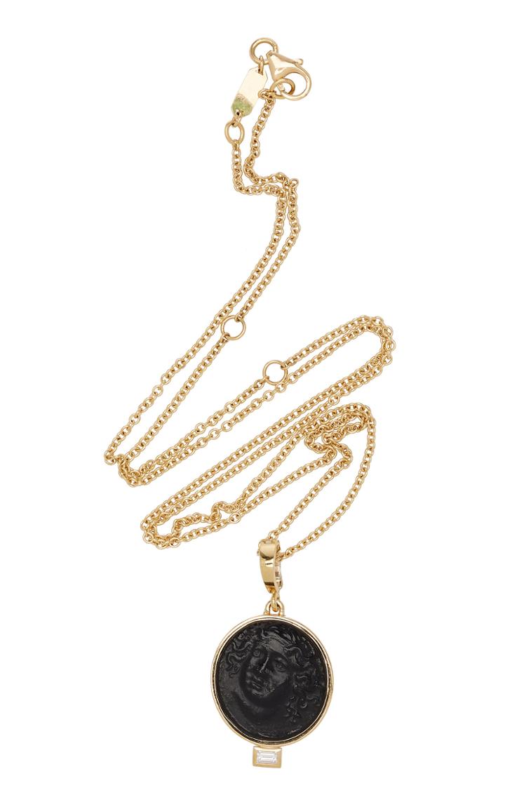Azlee Nymph 18k Gold, Glass And Diamond Necklace