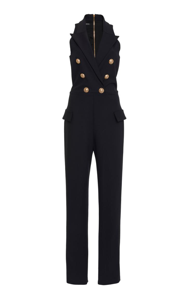 Balmain Sleeveless Double-breasted Cady Jumpsuit