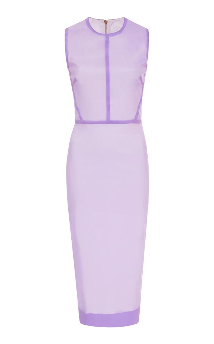 Victoria Beckham Sleeveless Linear Stretch Organza Dress