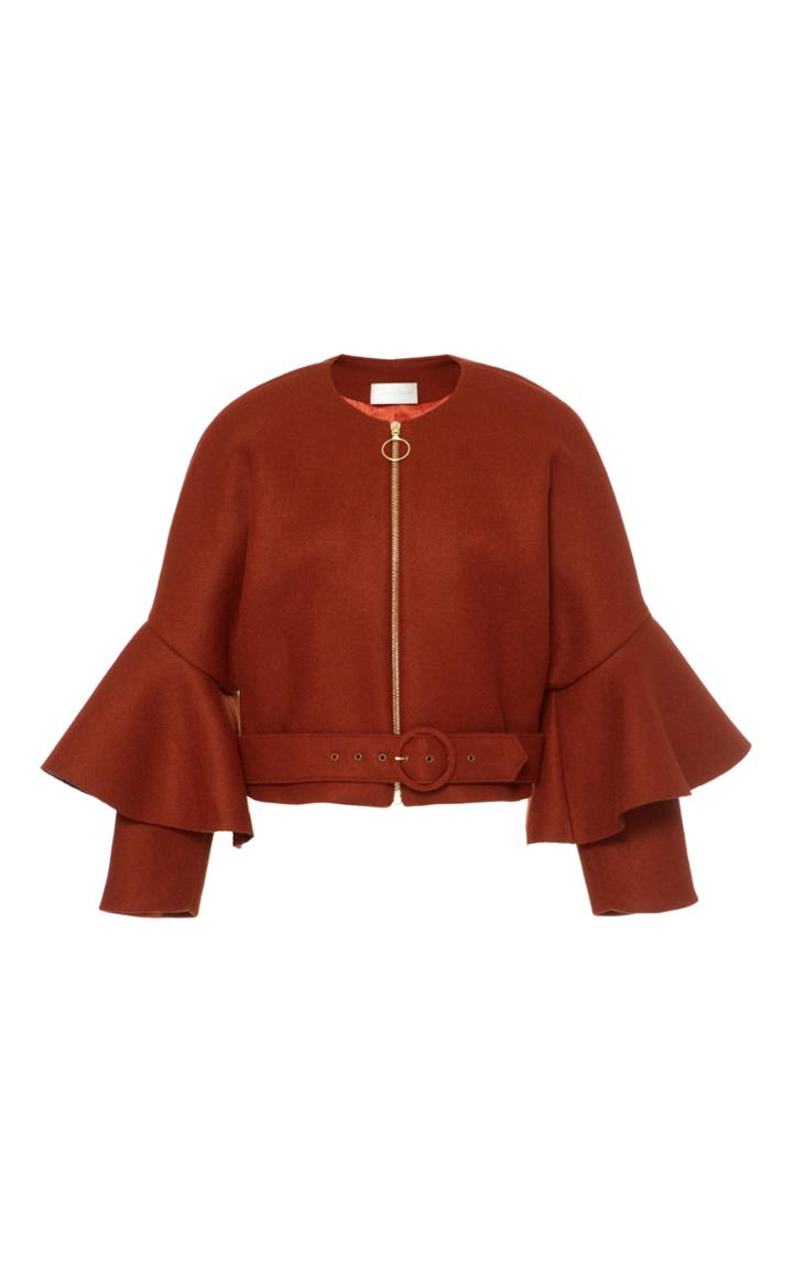 Christian Siriano Flared Sleeves Wool Jacket