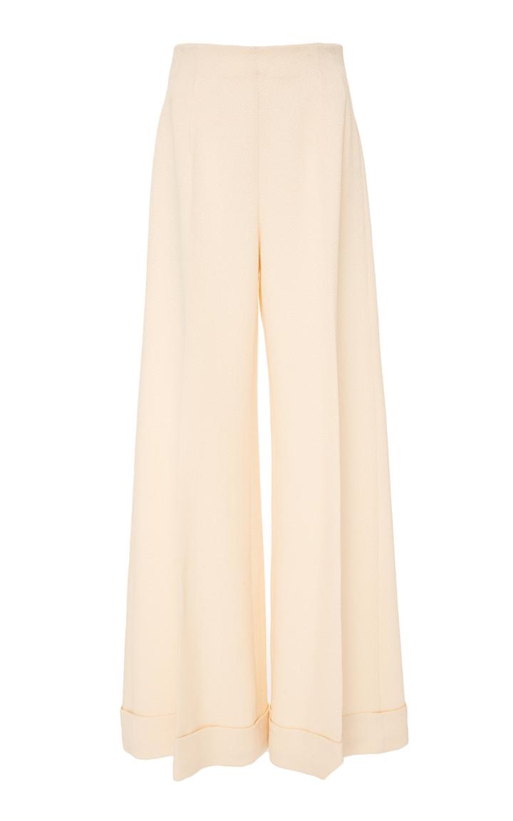 Rebecca De Ravenel M'o Exclusive Silk Jacquard Wide Leg Pant