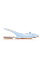 By Far Toni Croc-embossed Leather Slingback Flats