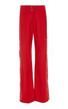 Jonathan Simkhai Ring-snap Side Slit Wool-crepe Wide-leg Pants