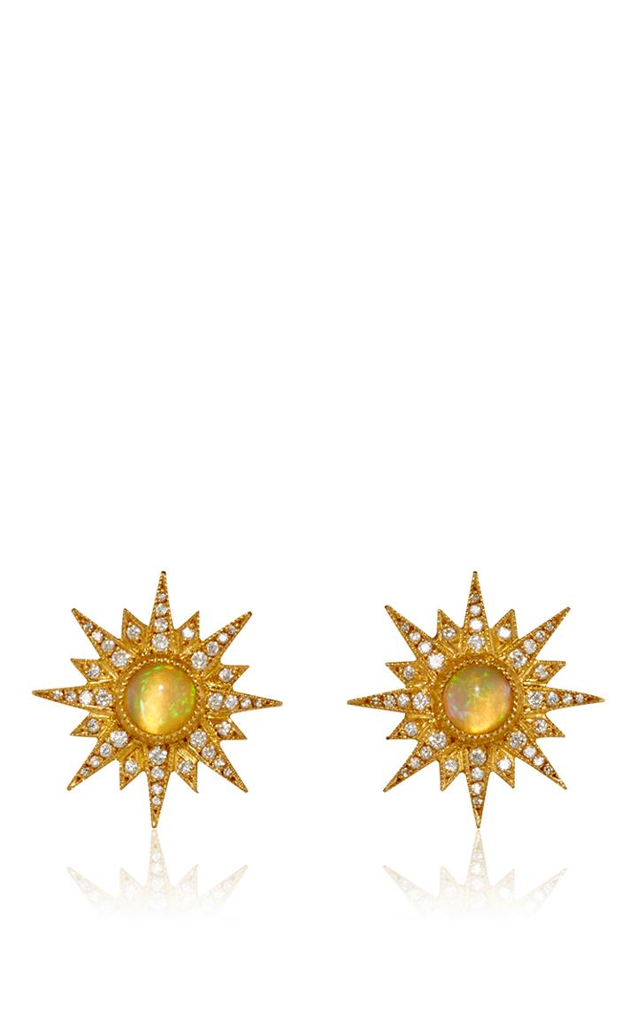 Arman Sarkisyan Gold Supernova Studs With Ethiopian Opal Center