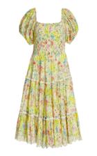 Moda Operandi Loveshackfancy Masie Smocked Cotton-silk Blend Dress