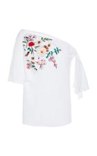 Carolina Herrera Off-the-shoulder Embroidered Cotton-blend Blouse