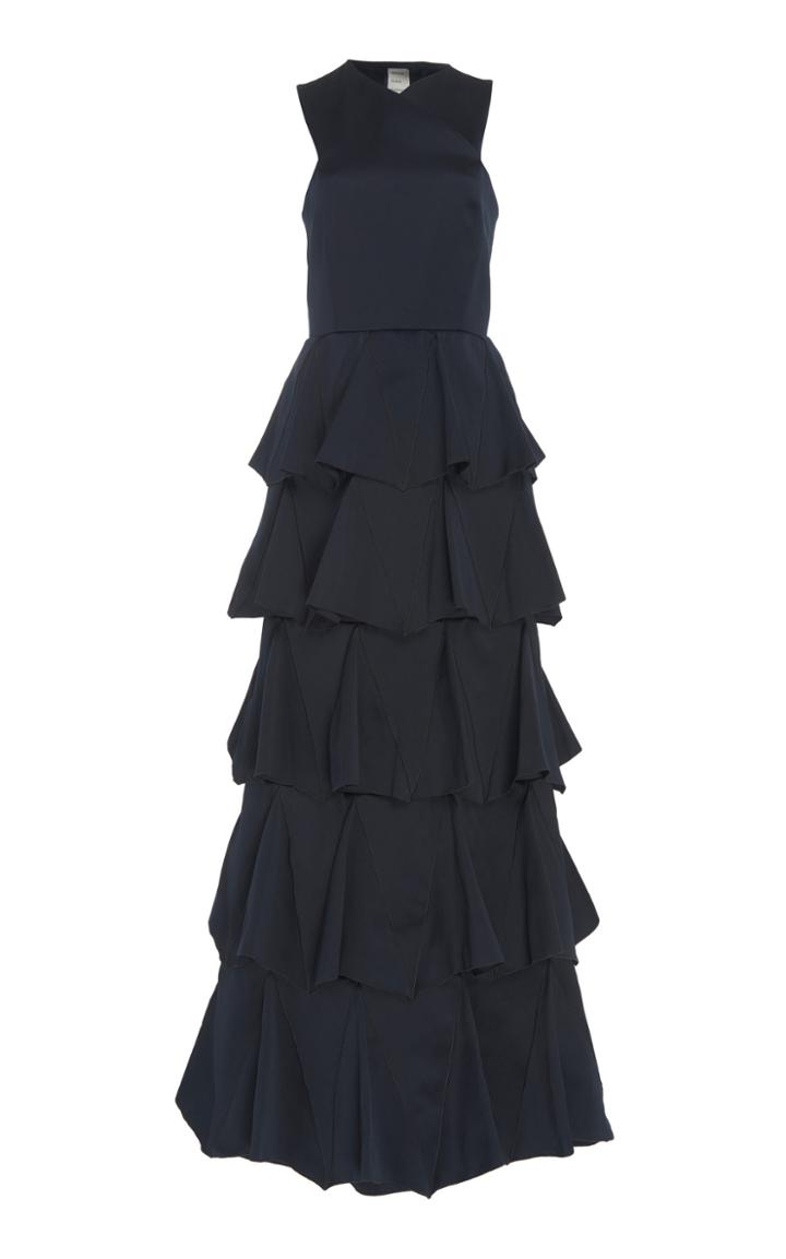 Maison Rabih Kayrouz Ruffled Cotton-blend Satin Gown