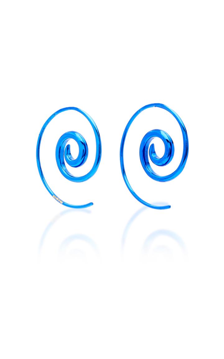 Noor Fares Electric Blue Spiral Tribal Earrings