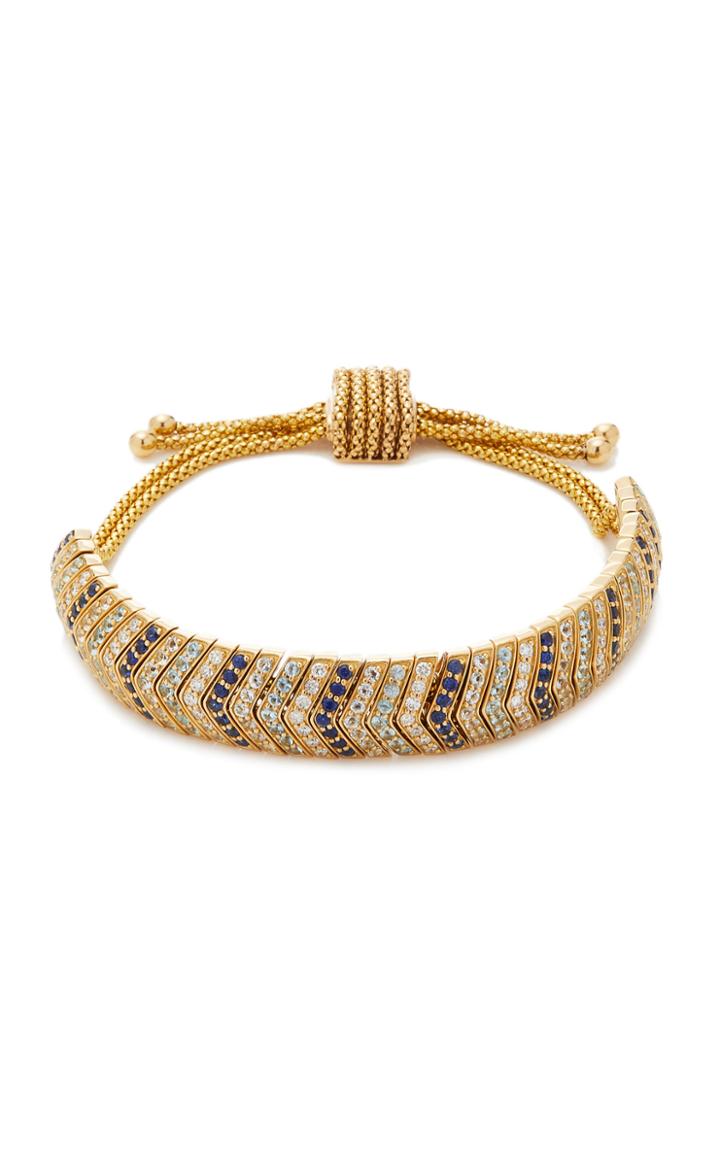 The Last Line Wide Blue Sapphire And Diamond Snake Link Bracelet