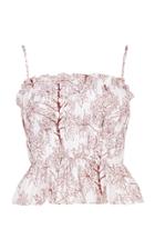 Moda Operandi Coco Shop Shirred Printed Cotton Top
