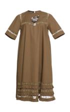 Rochas Embellished Short Sleeve Cotton Dress