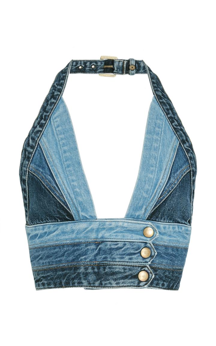 Jean Atelier Cropped Denim Halter Top