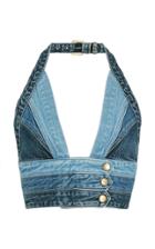 Jean Atelier Cropped Denim Halter Top