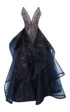 Zac Posen Embroidered Guipure Lace V-neck Gown