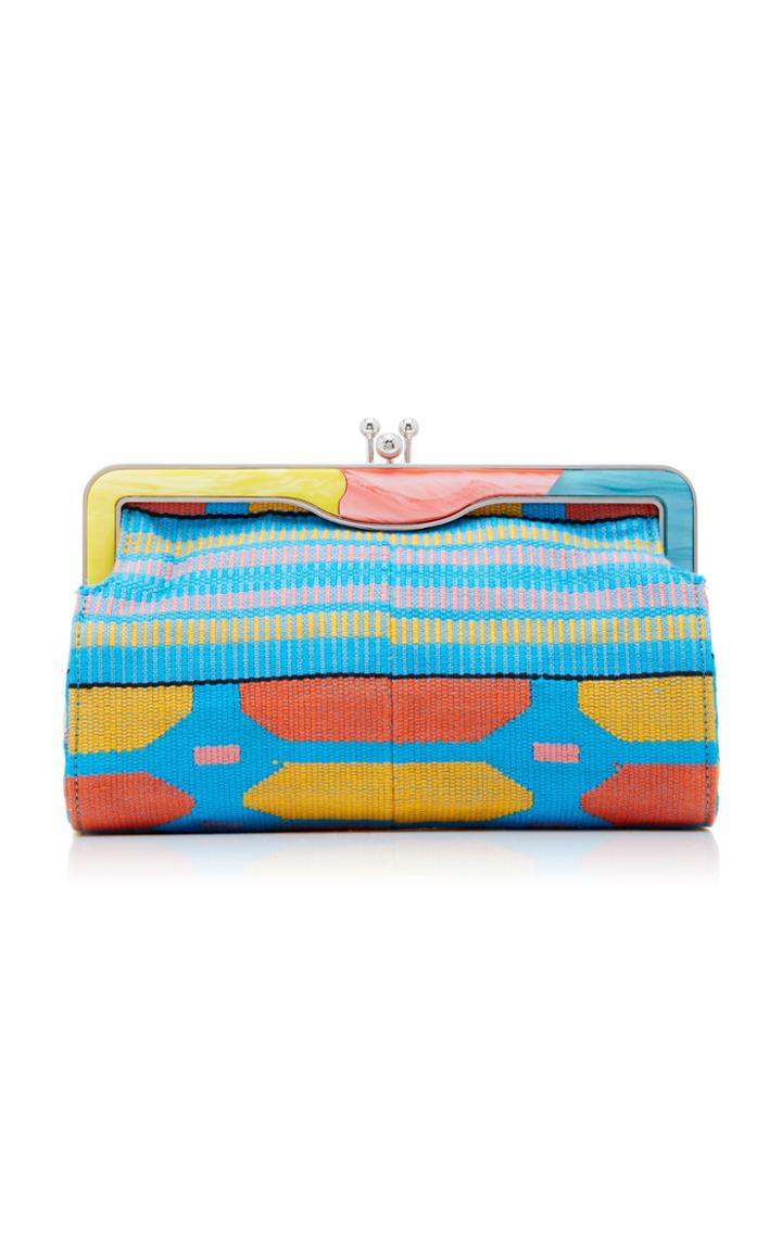 Edie Parker Slim Aliza Woven Cotton Sash Frame Bag
